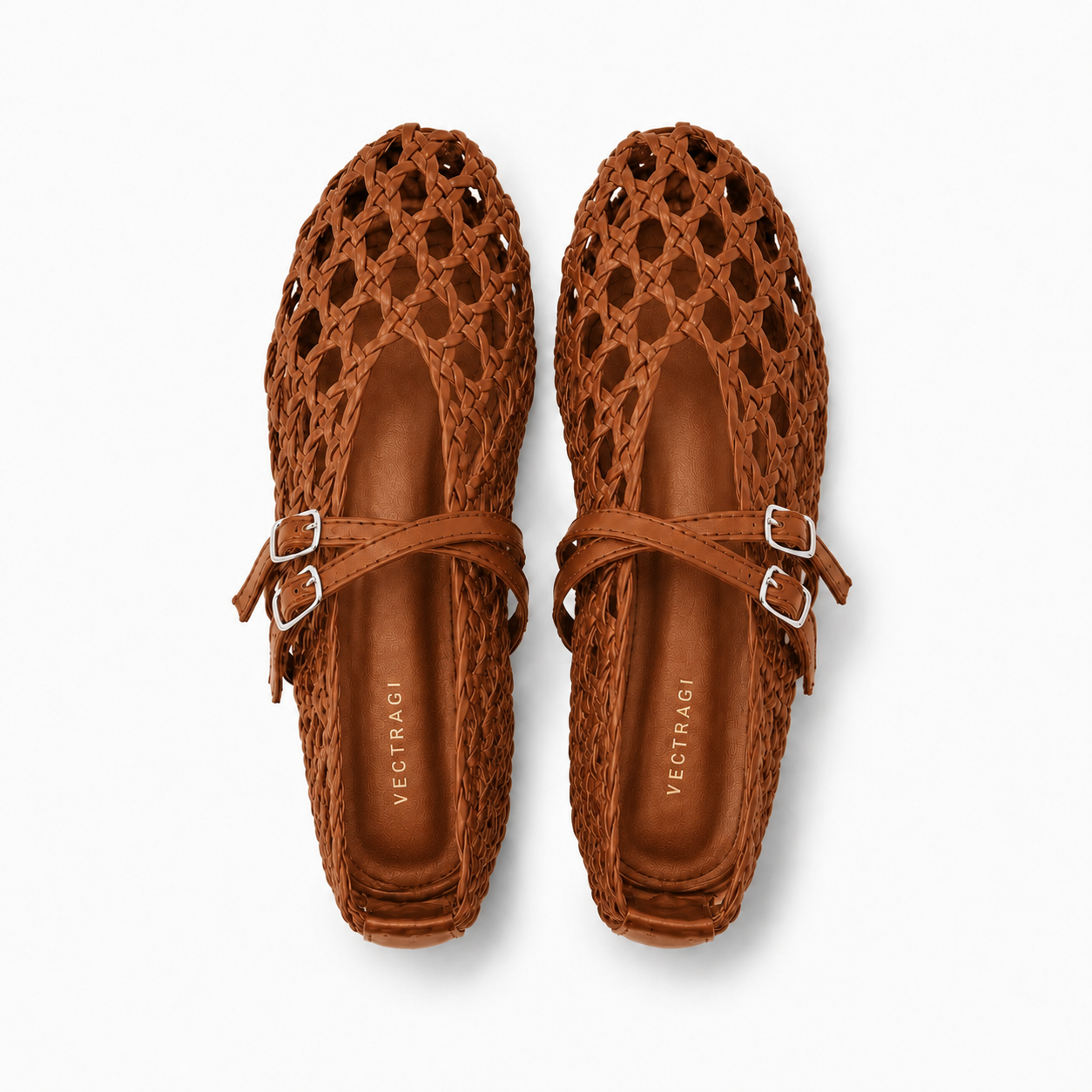 BROWN WOVEN FLATS