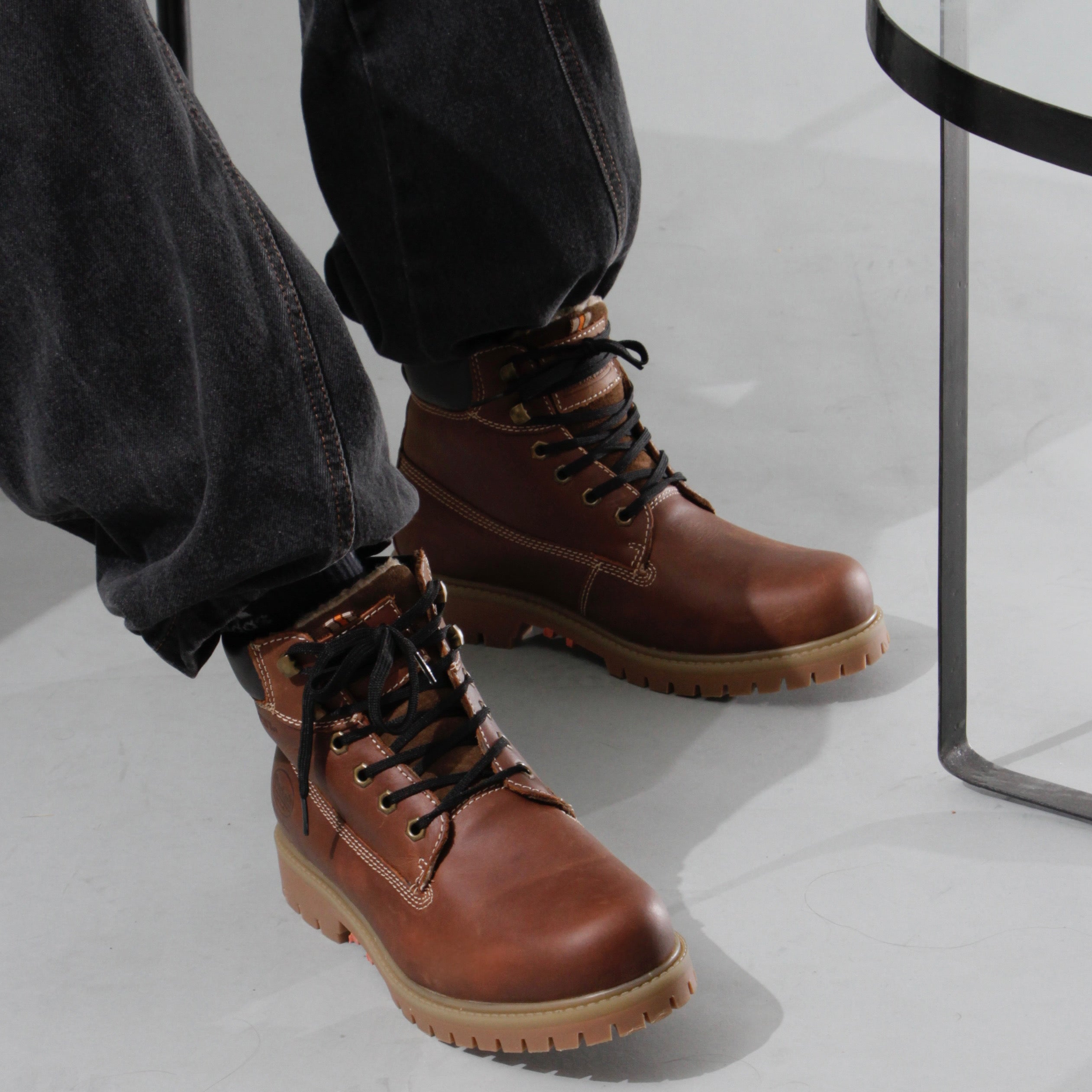 Nut brown mens digger boots