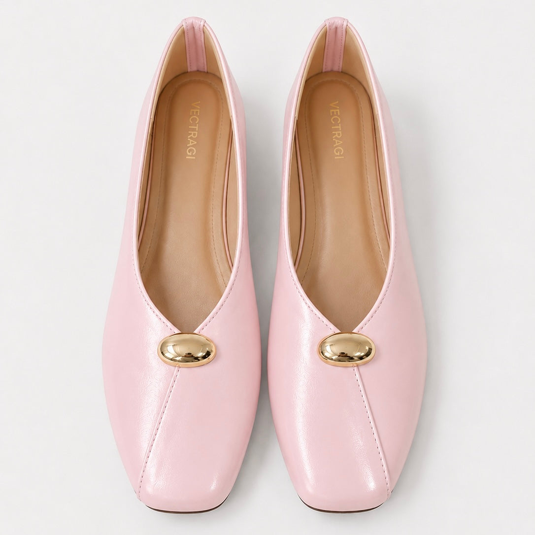 pink square toe flats