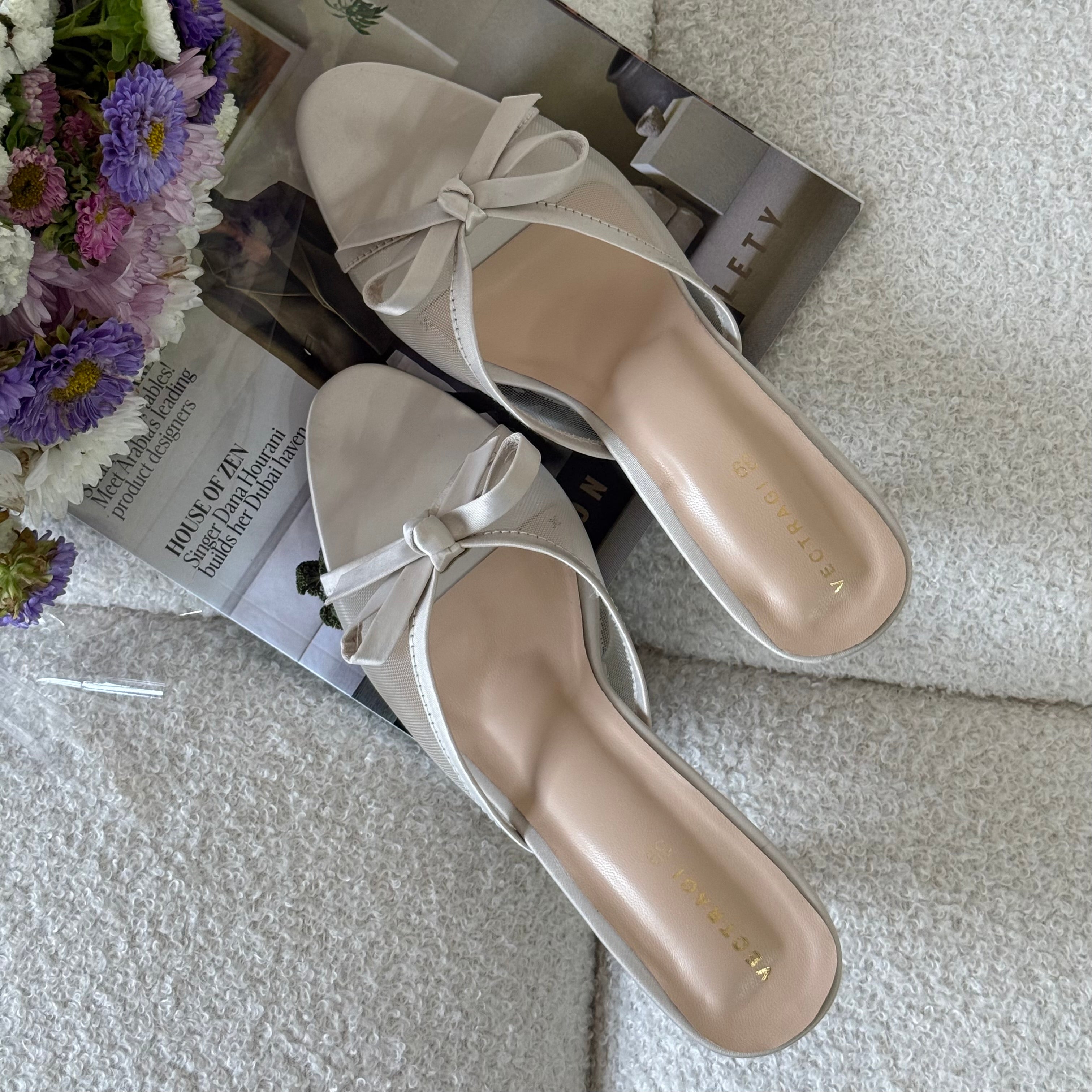 Silver white kitten heels