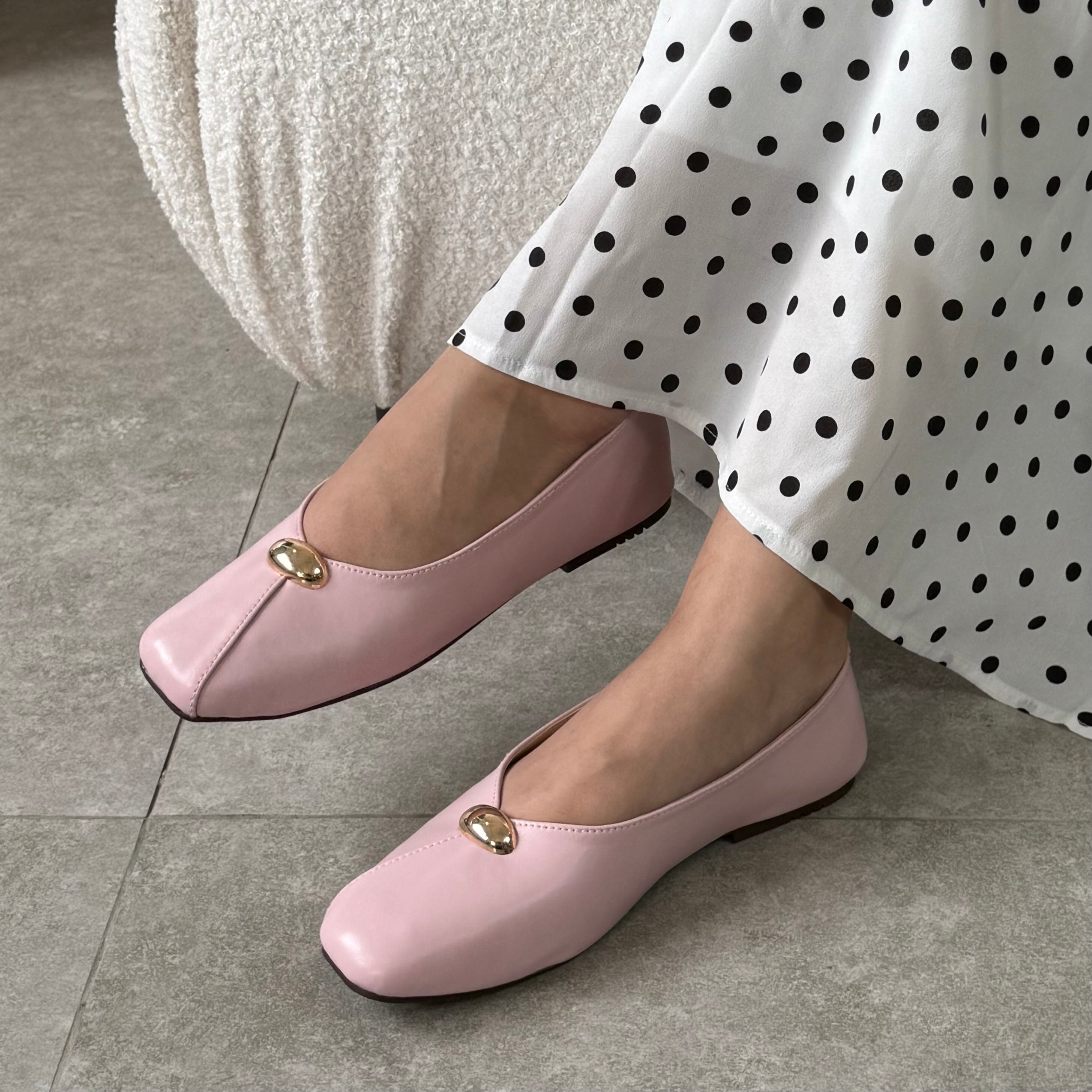 pink square toe flats