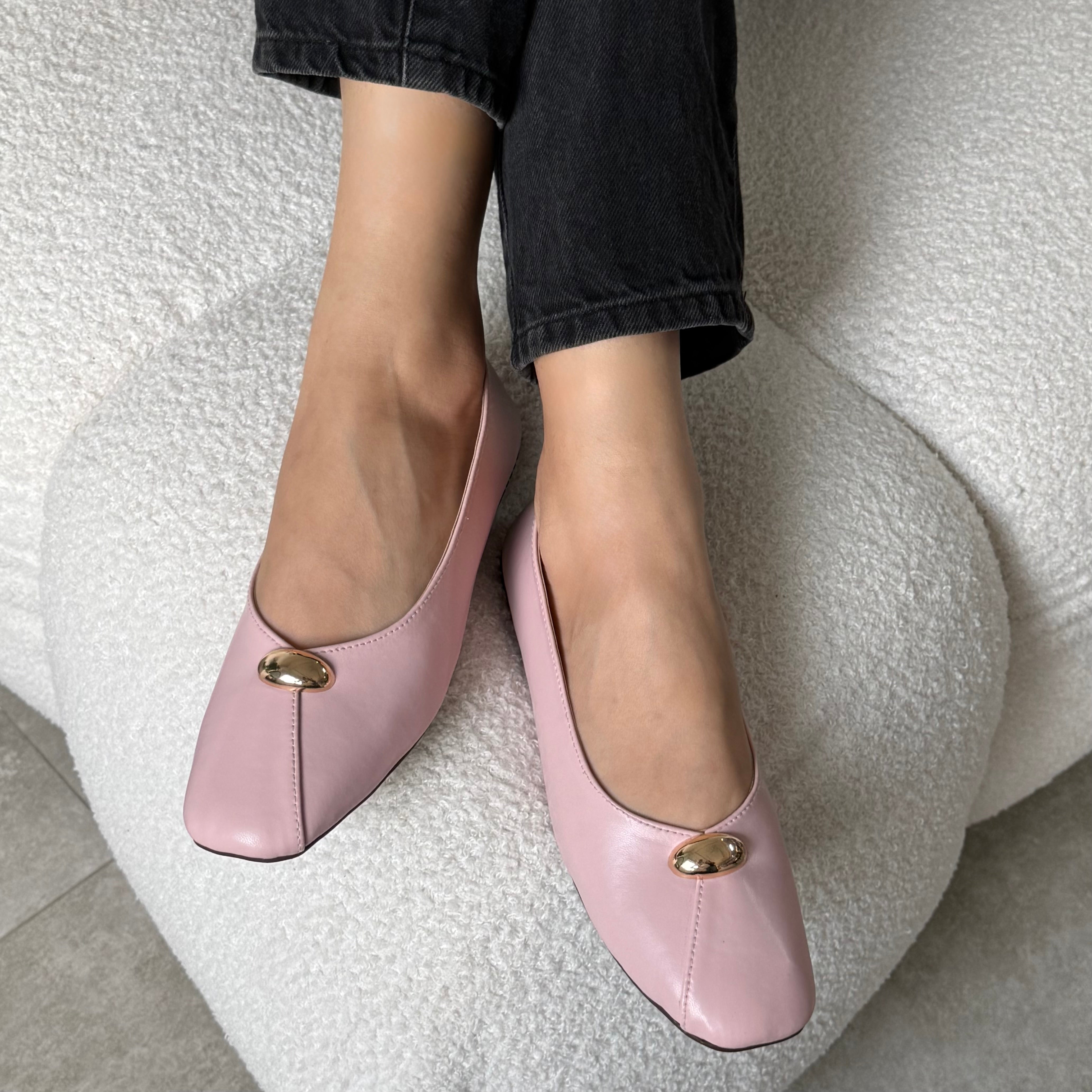pink square toe flats
