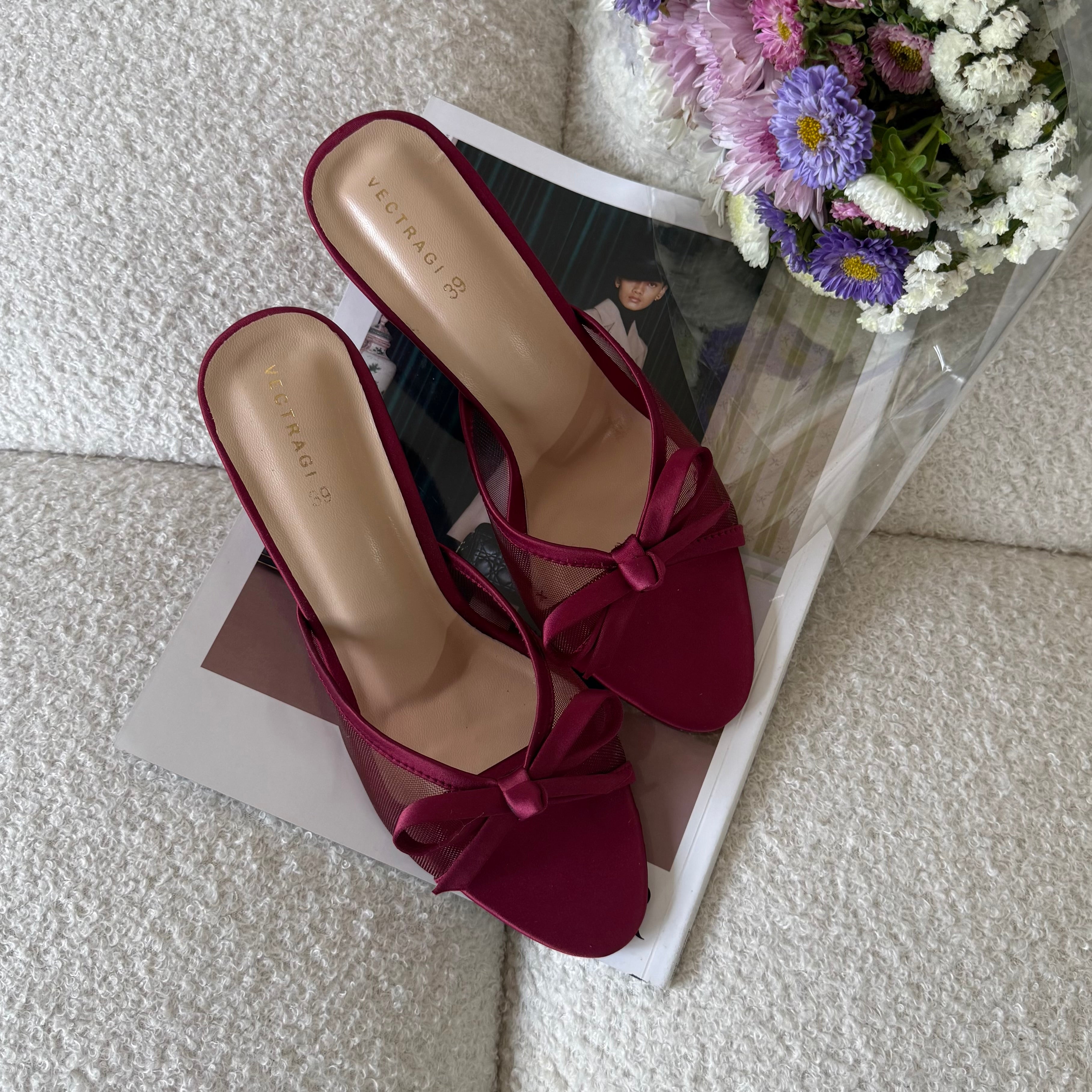 Maroon kitten heels