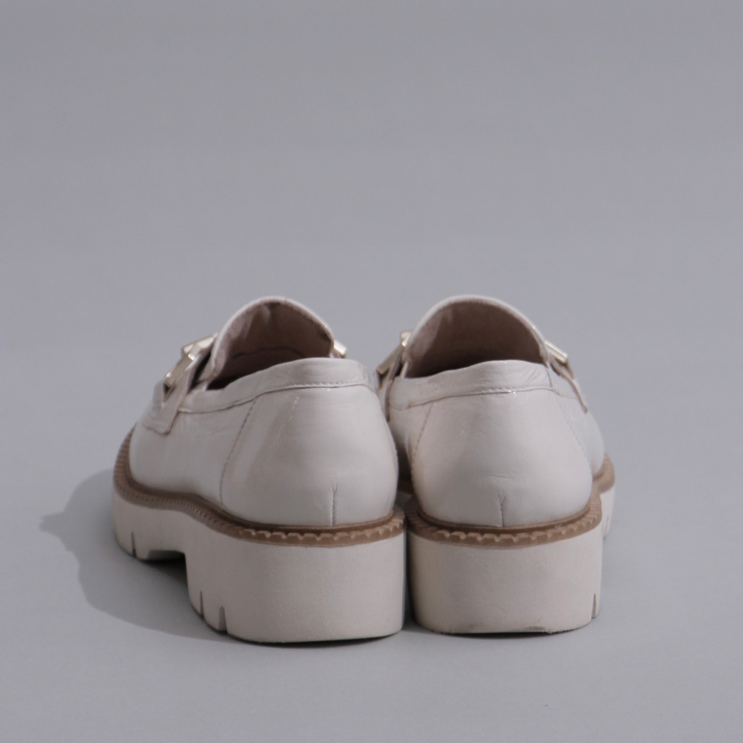 Chunky white leather loafers