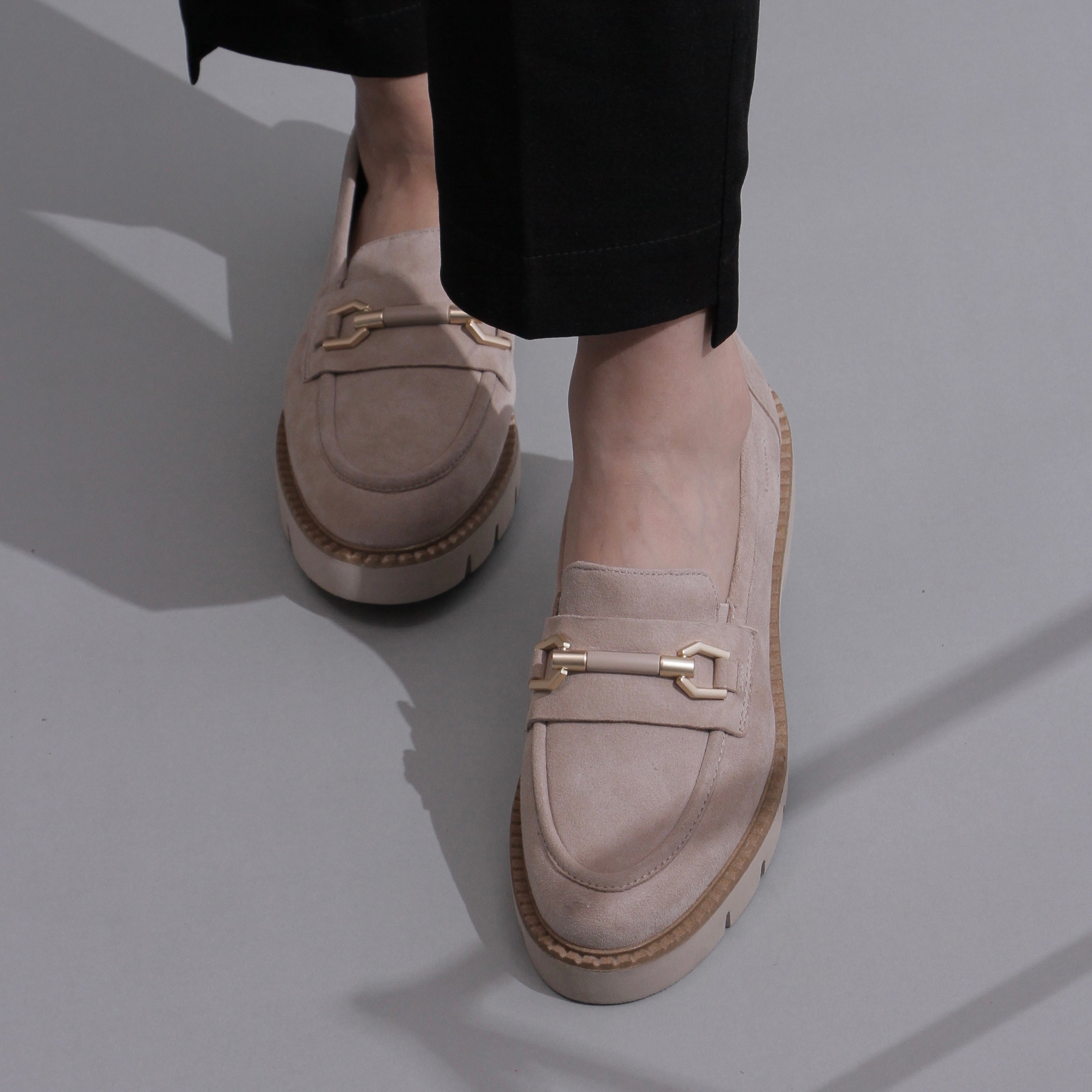 Chunky sand suede loafers