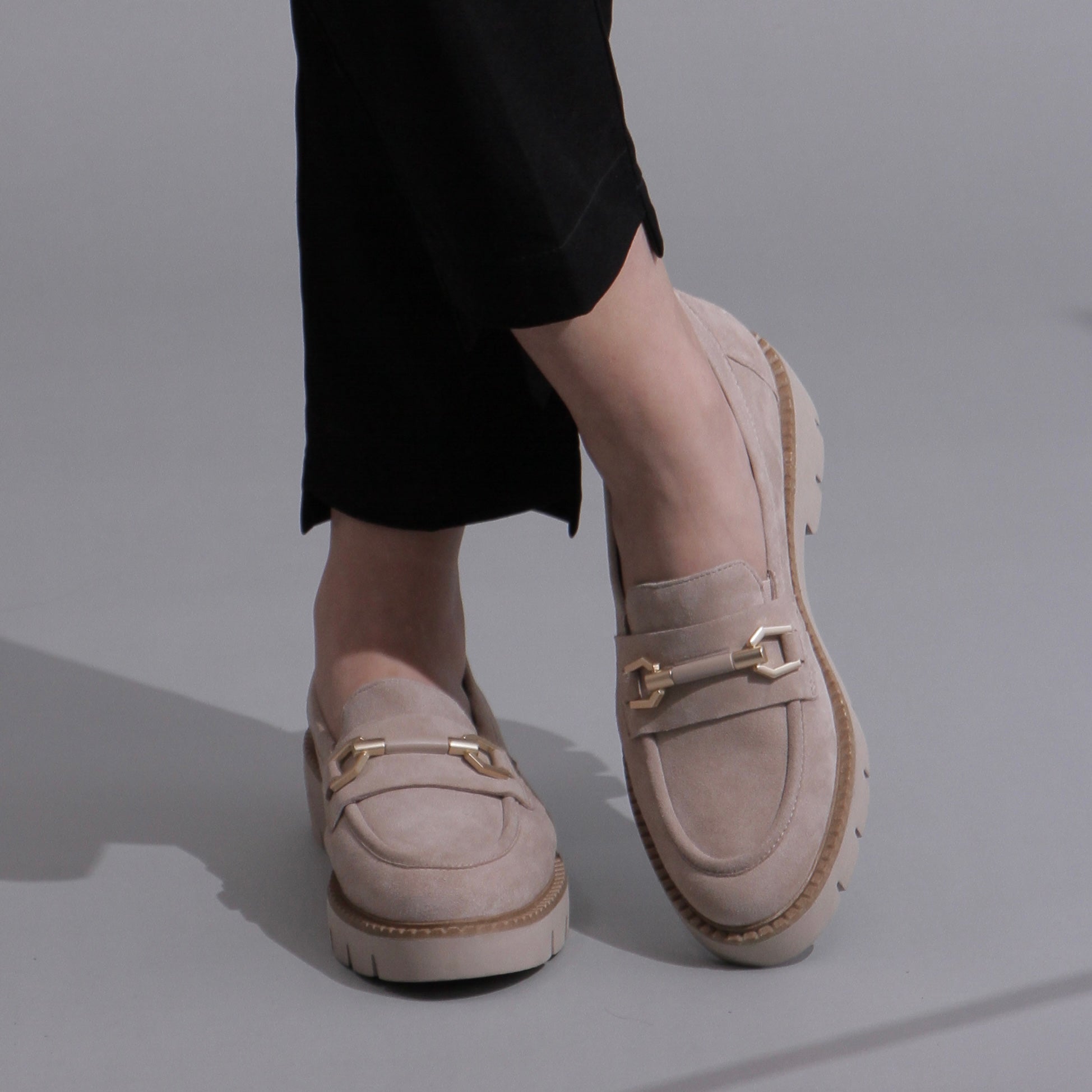 Chunky sand suede loafers