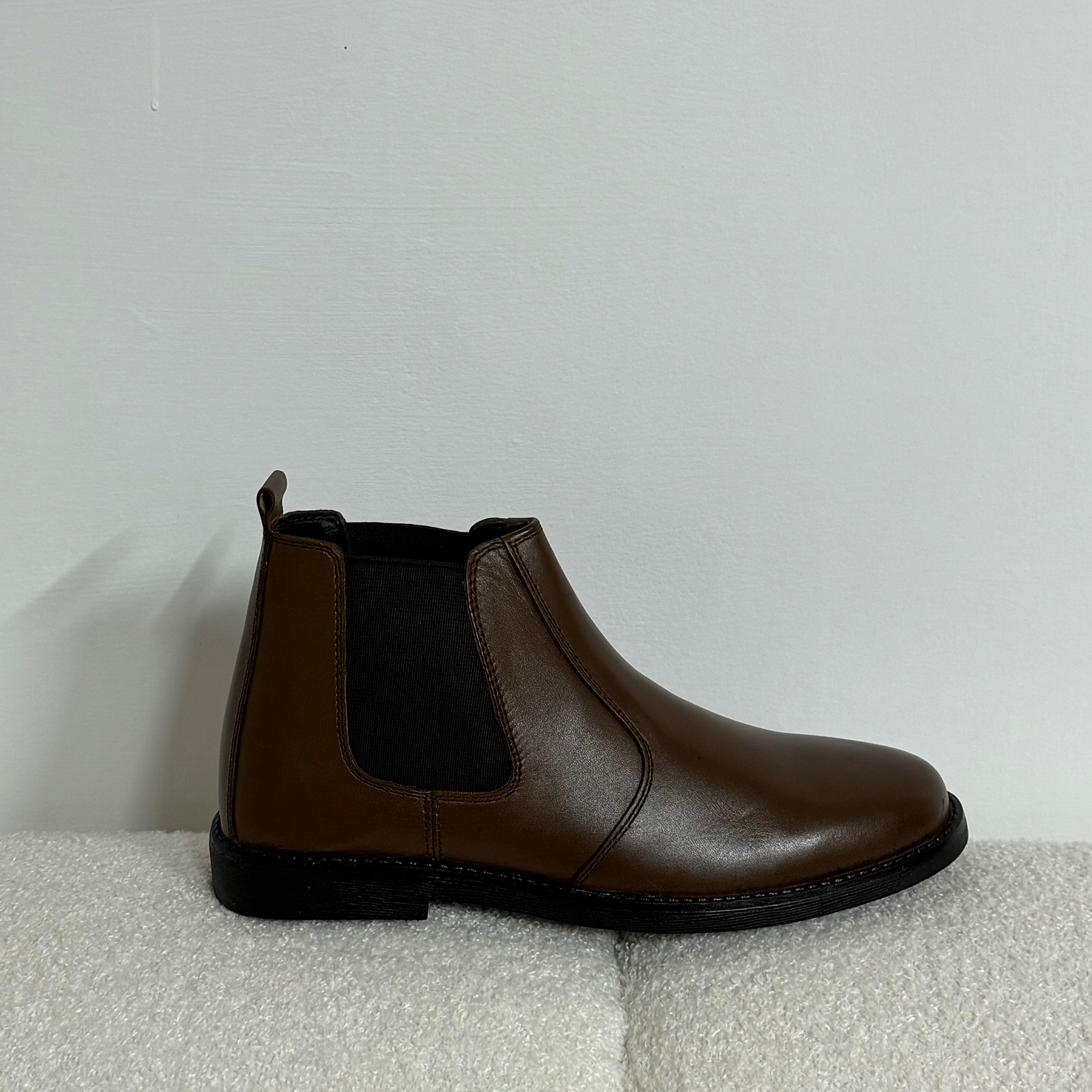 Brown leather chelsea boots