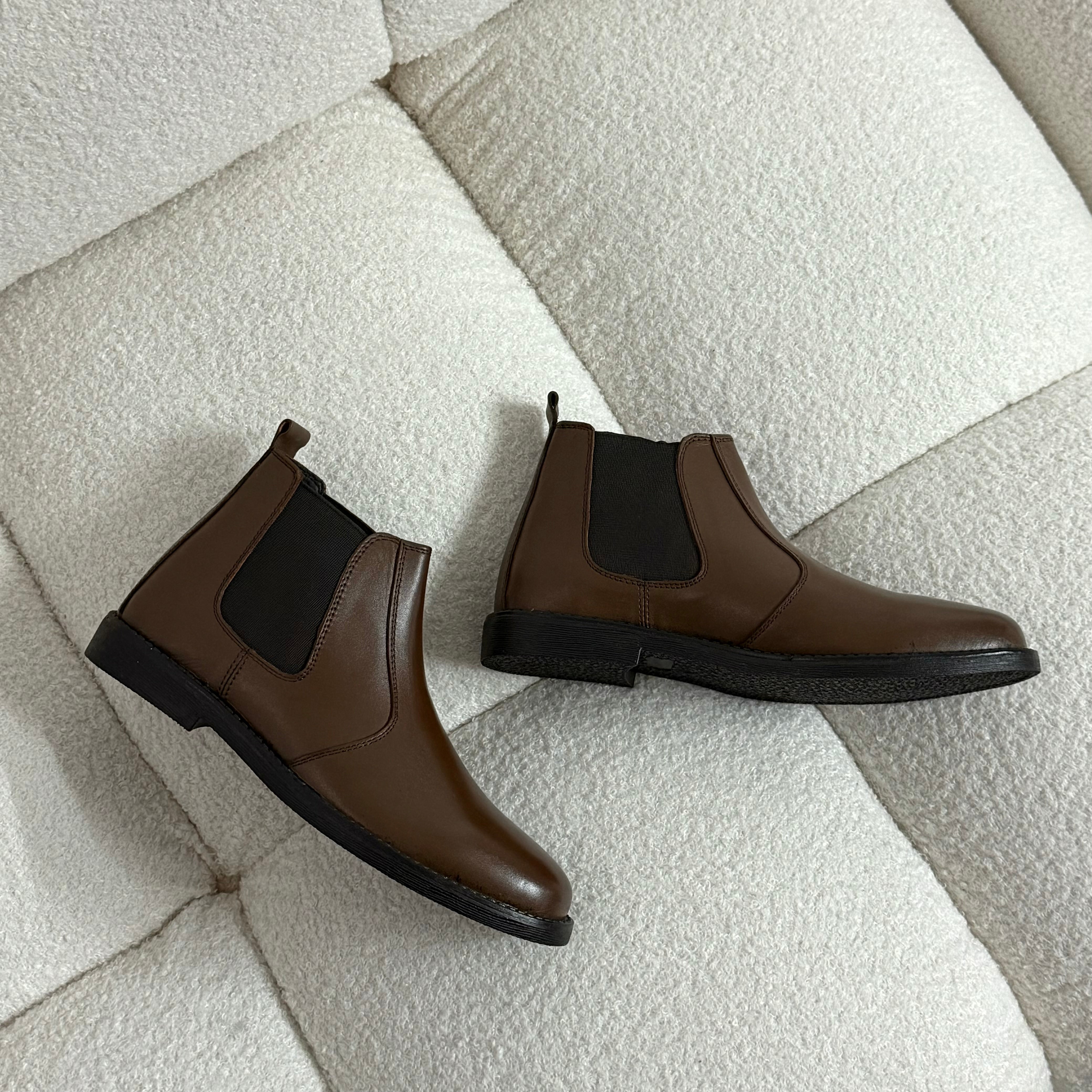 Brown leather chelsea boots