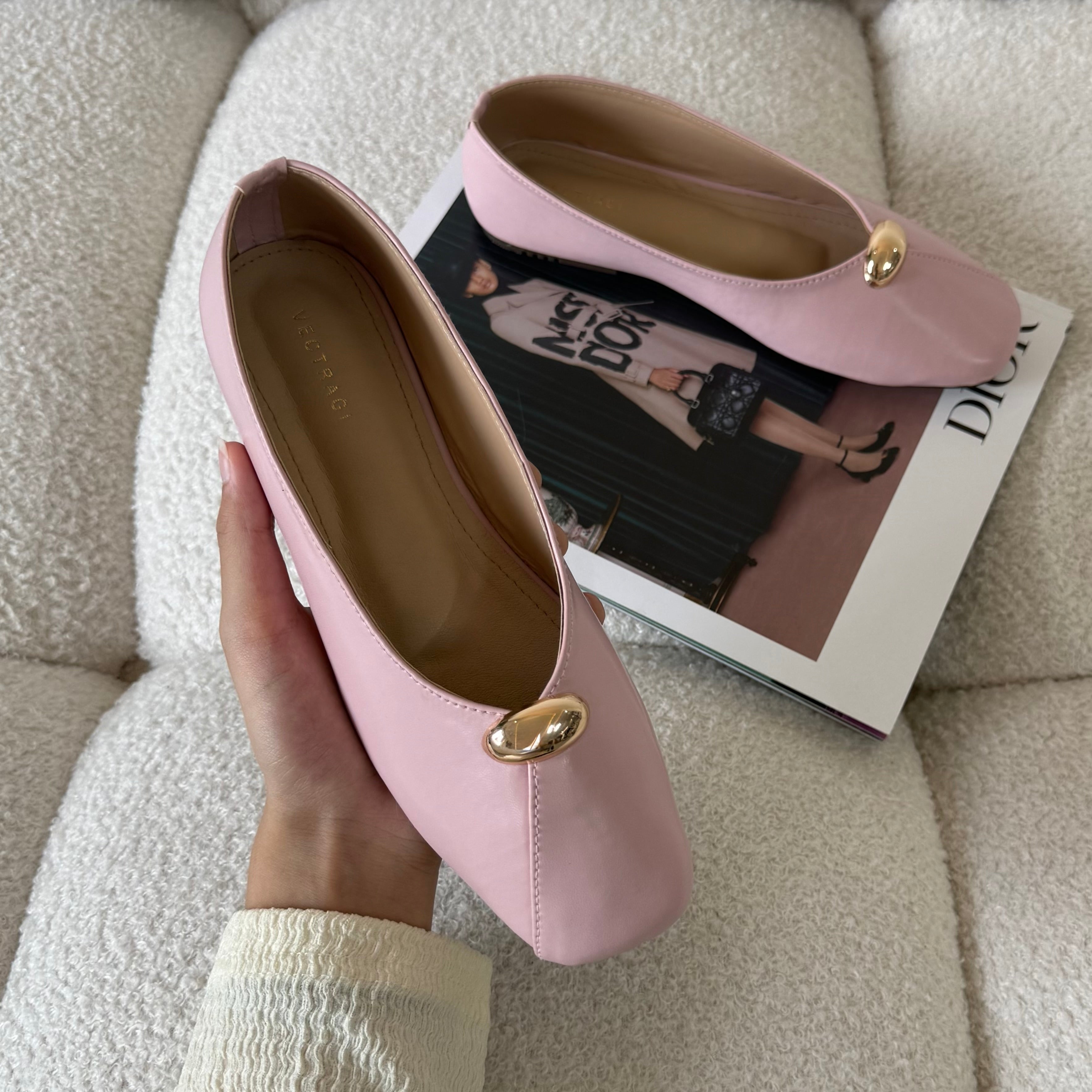 pink square toe flats