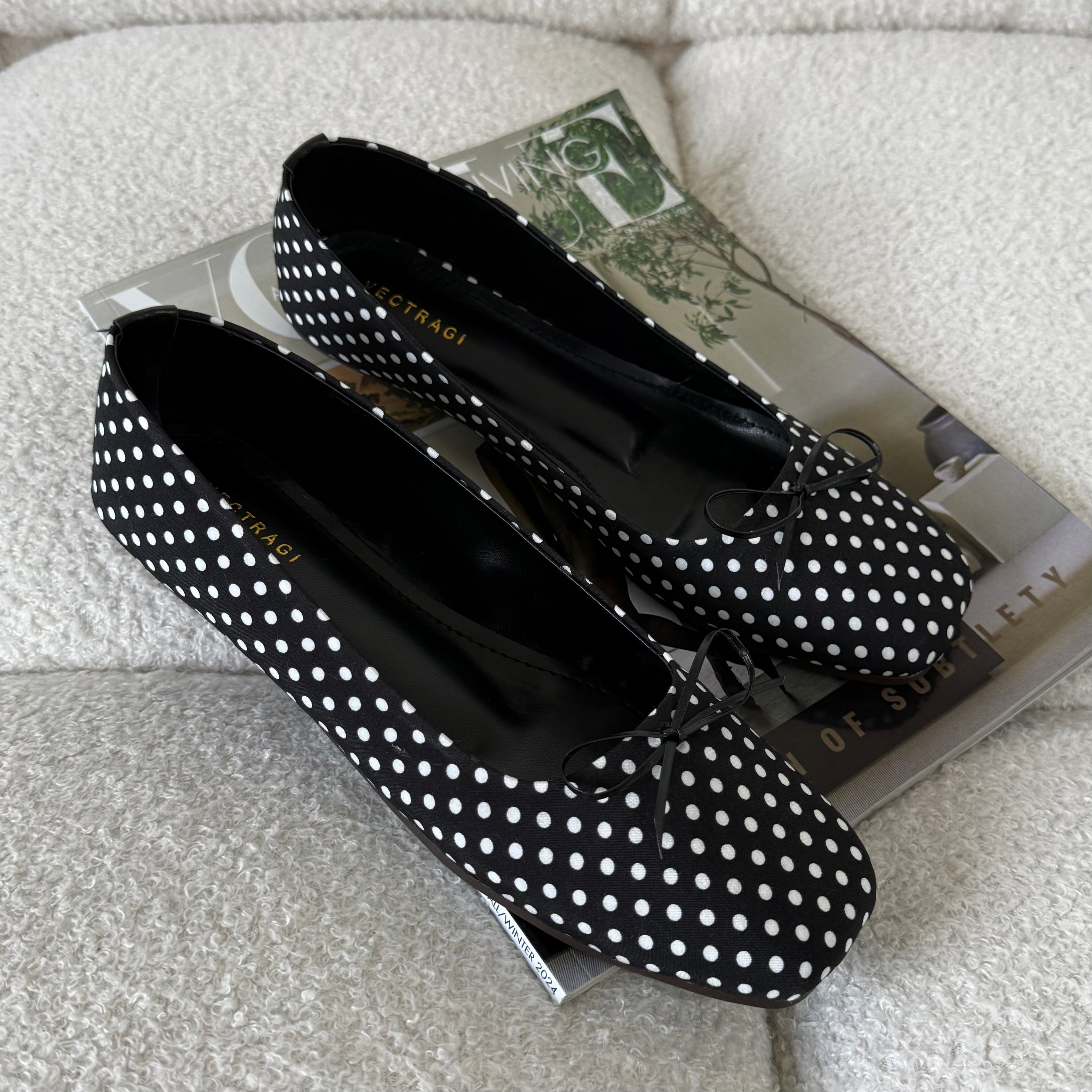 Black polka flats