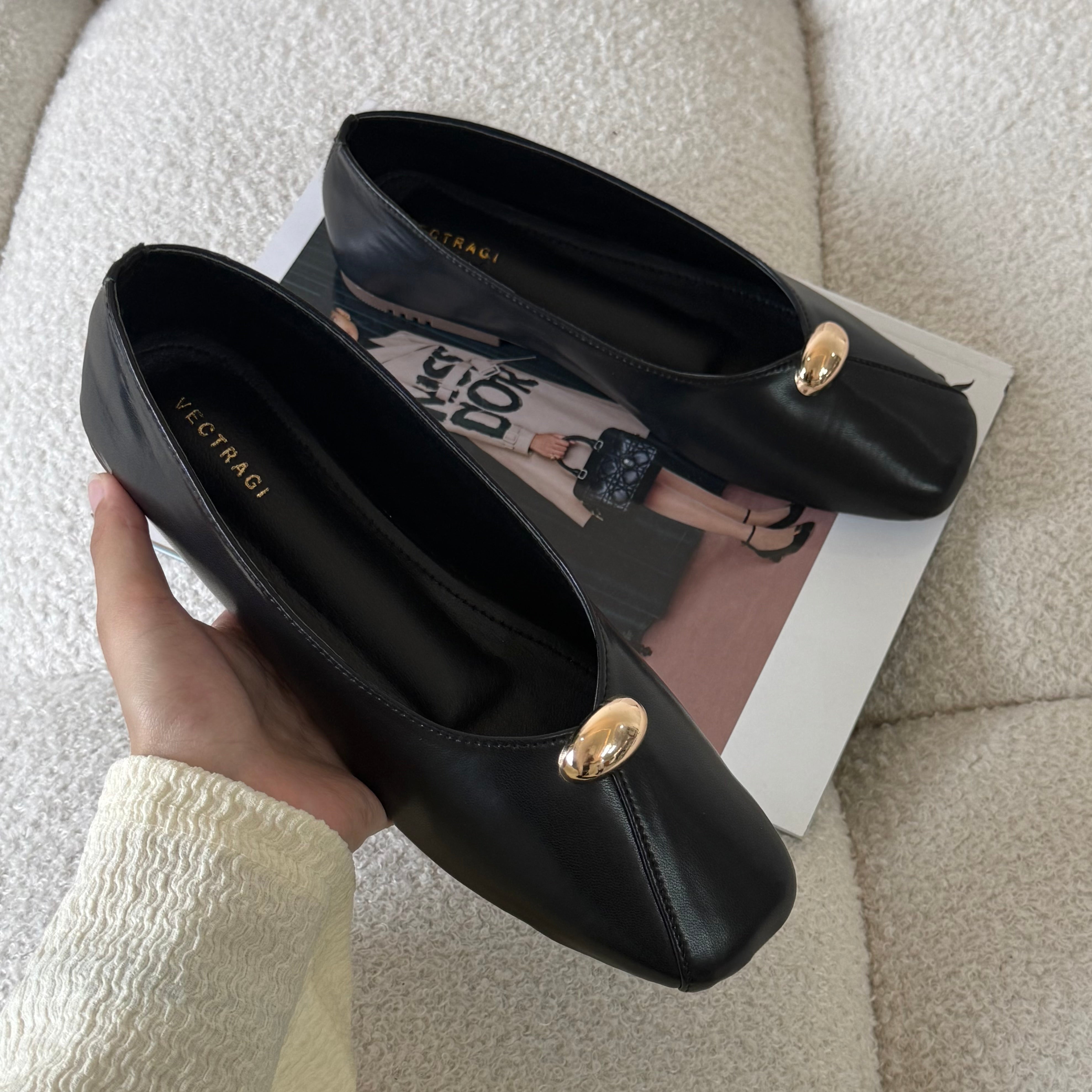 black square toe flats