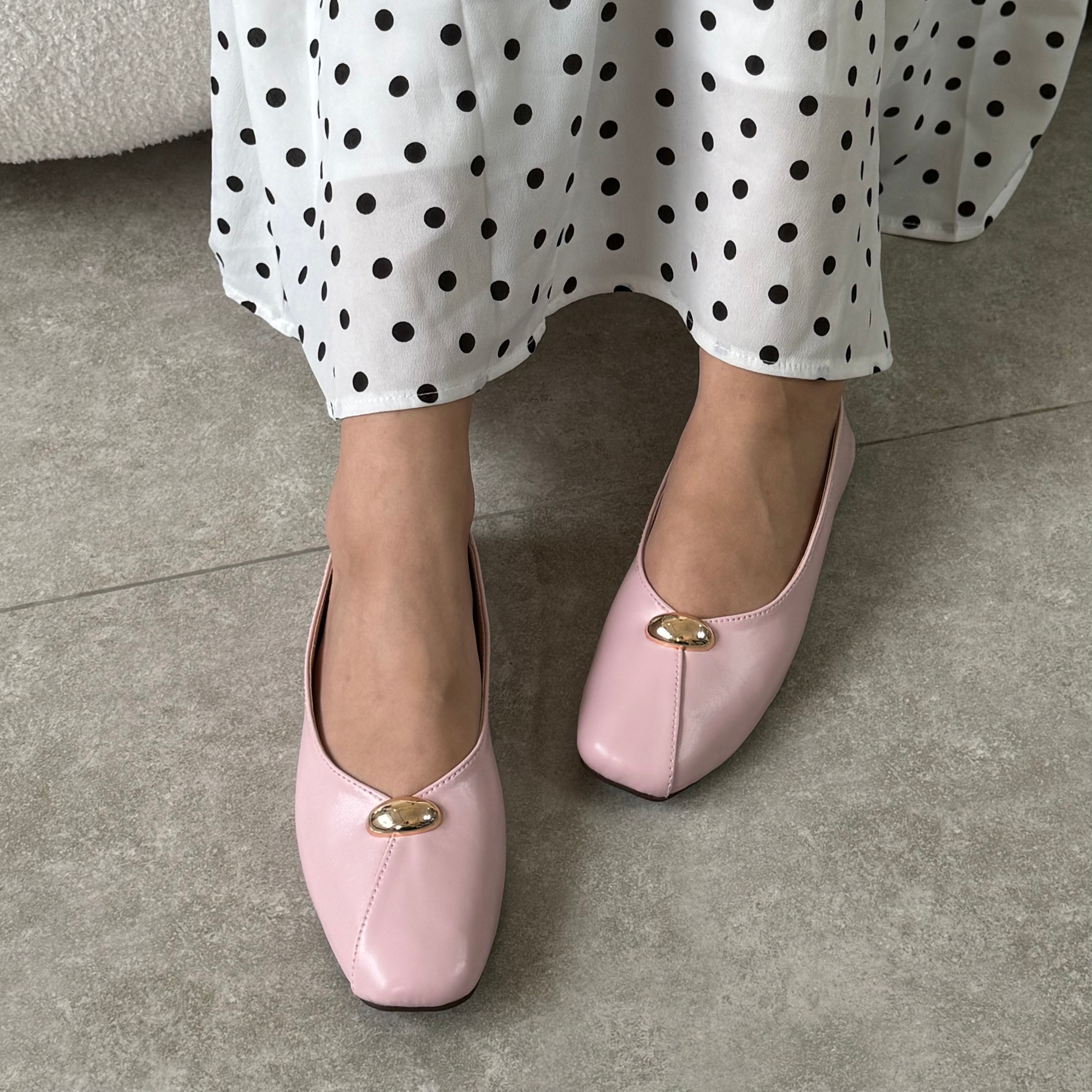 pink square toe flats