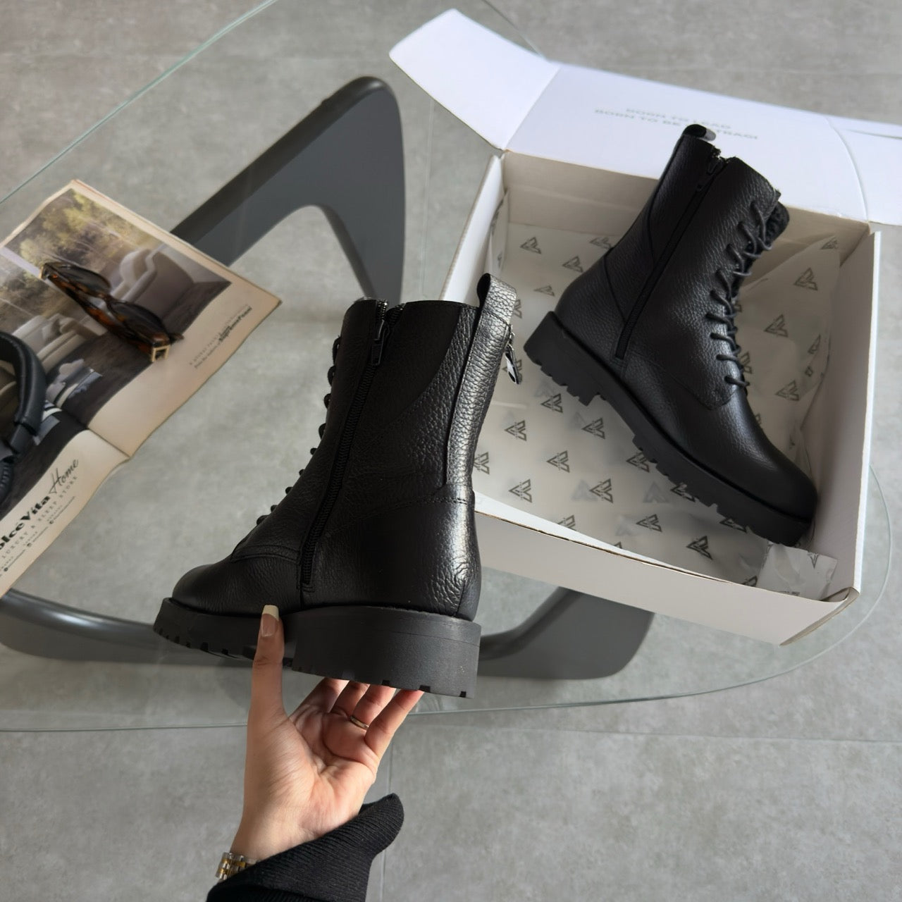 Iconic textured leather boots