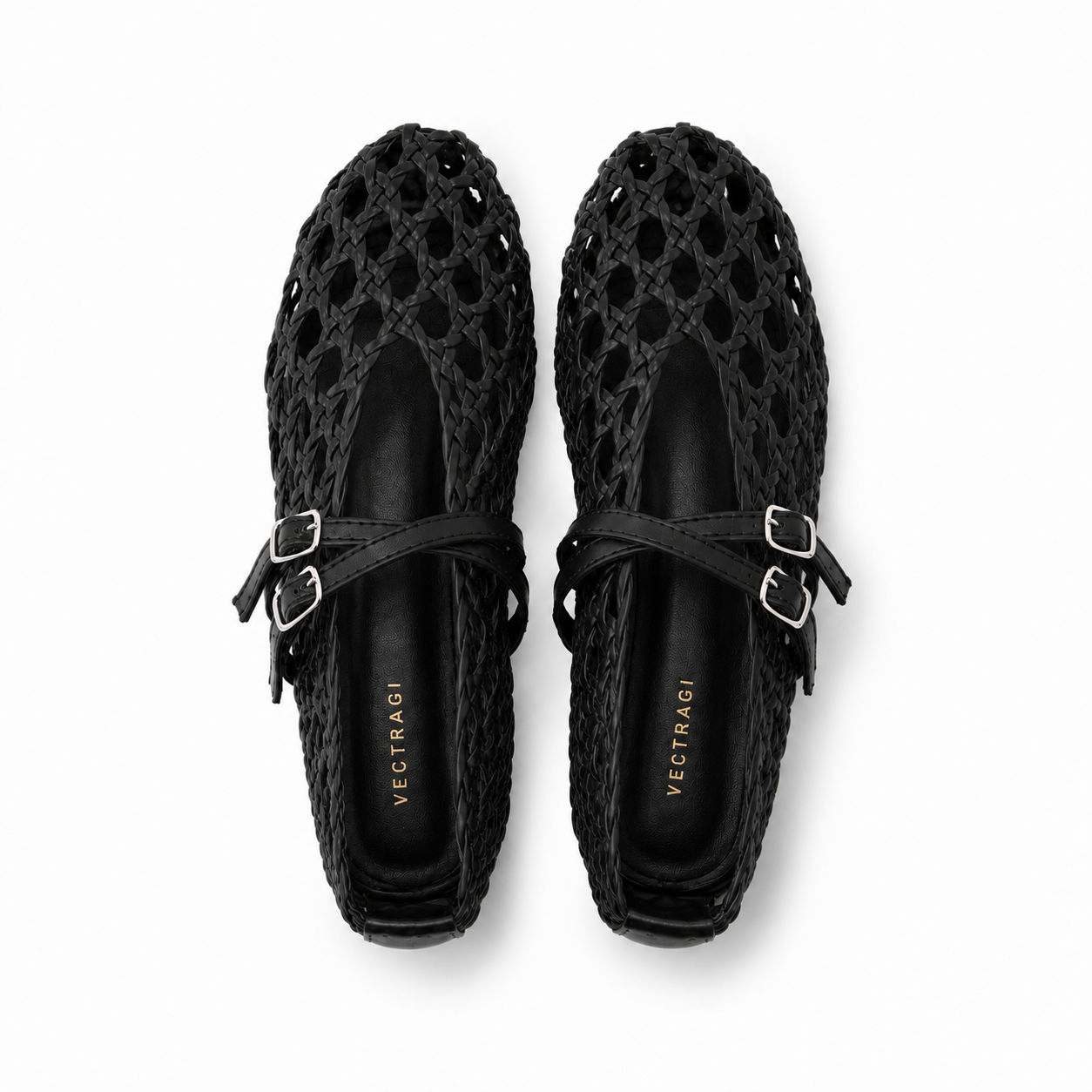 BLACK WOVEN FLATS