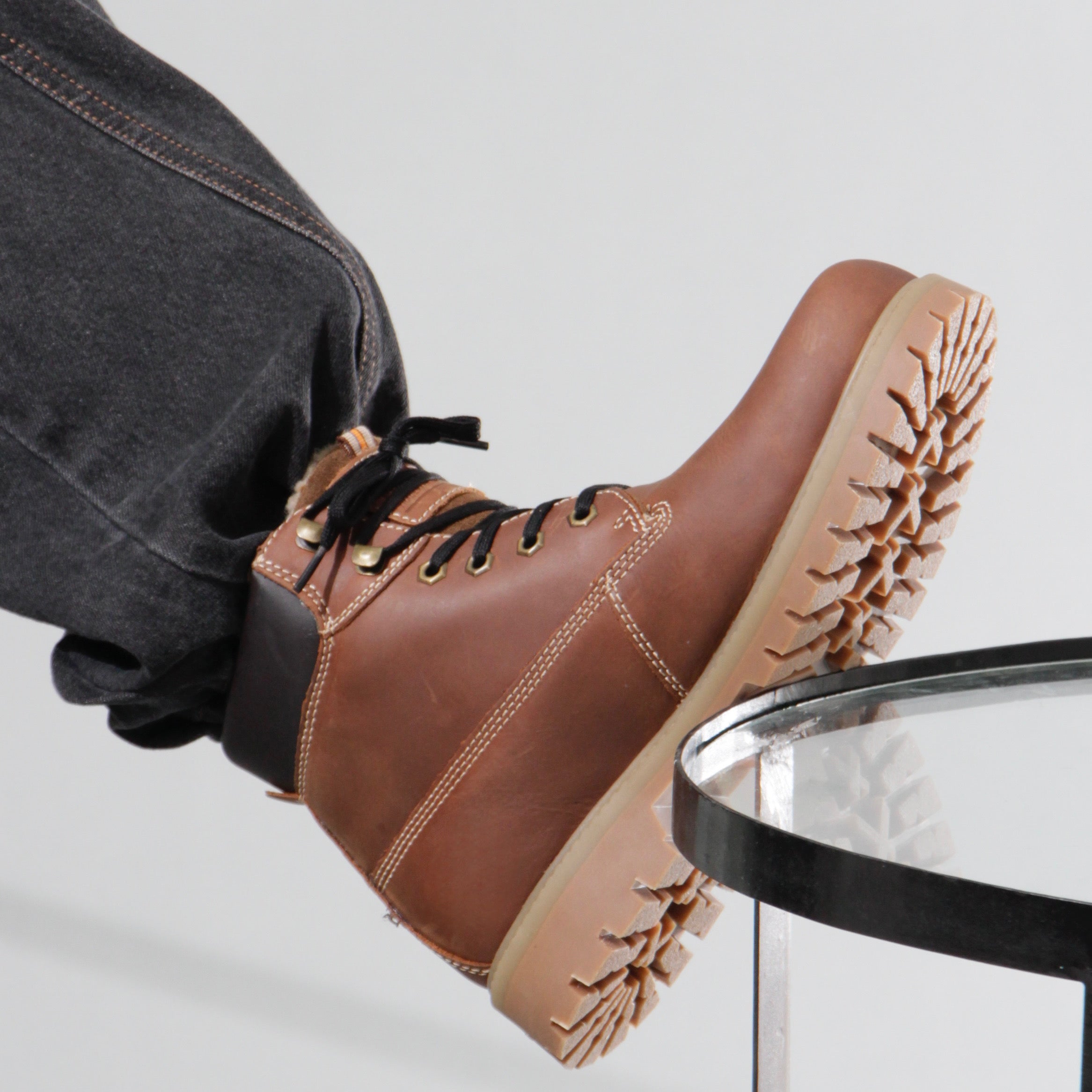 Nut brown mens digger boots