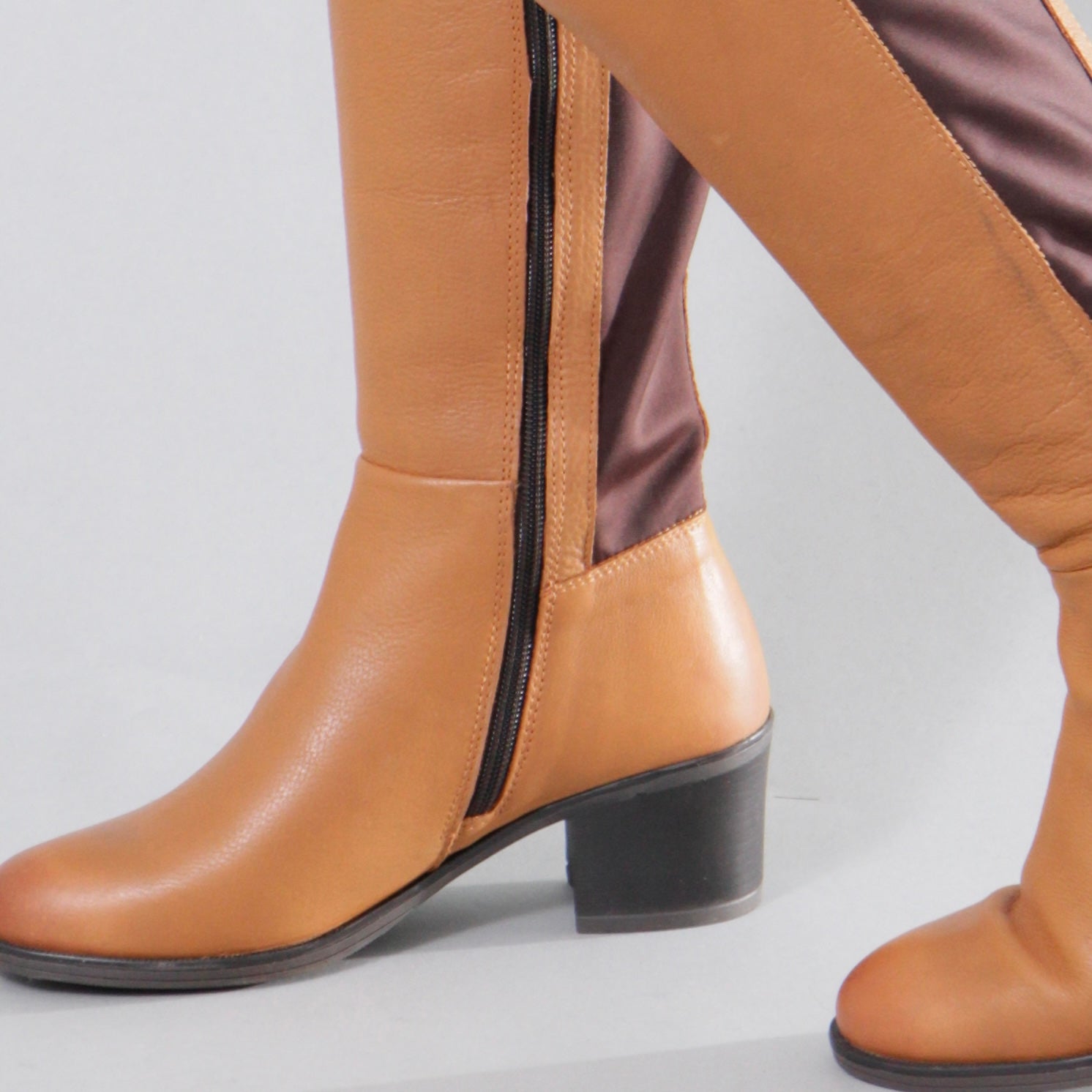 Copper brown knee high boots