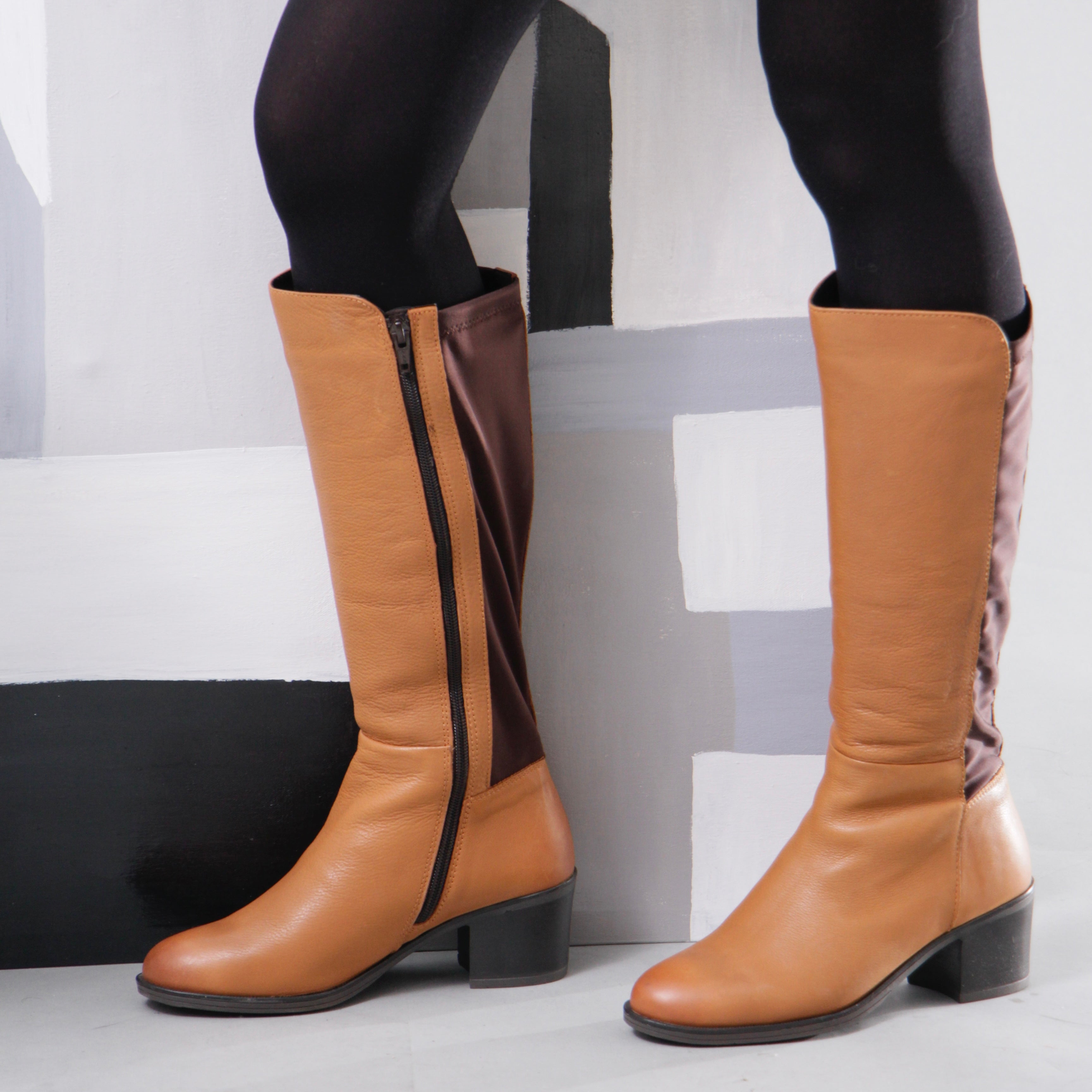 Copper brown knee high boots