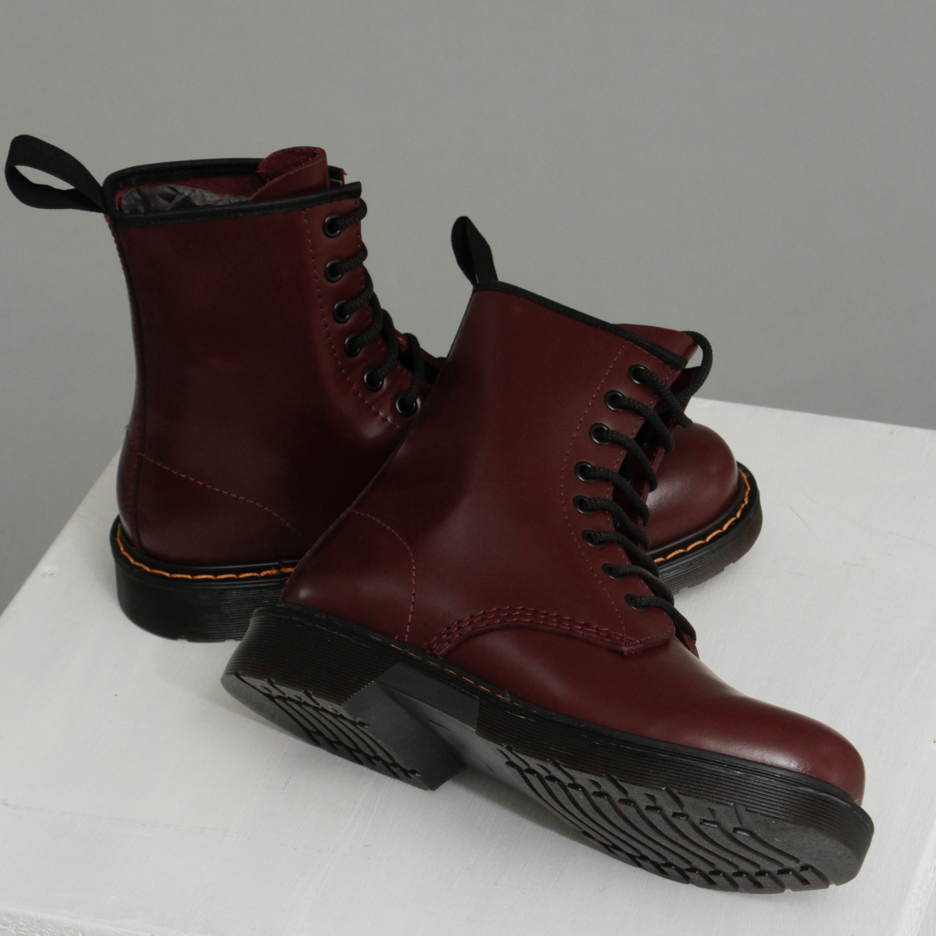 Maroon trendy dr marten lace ups