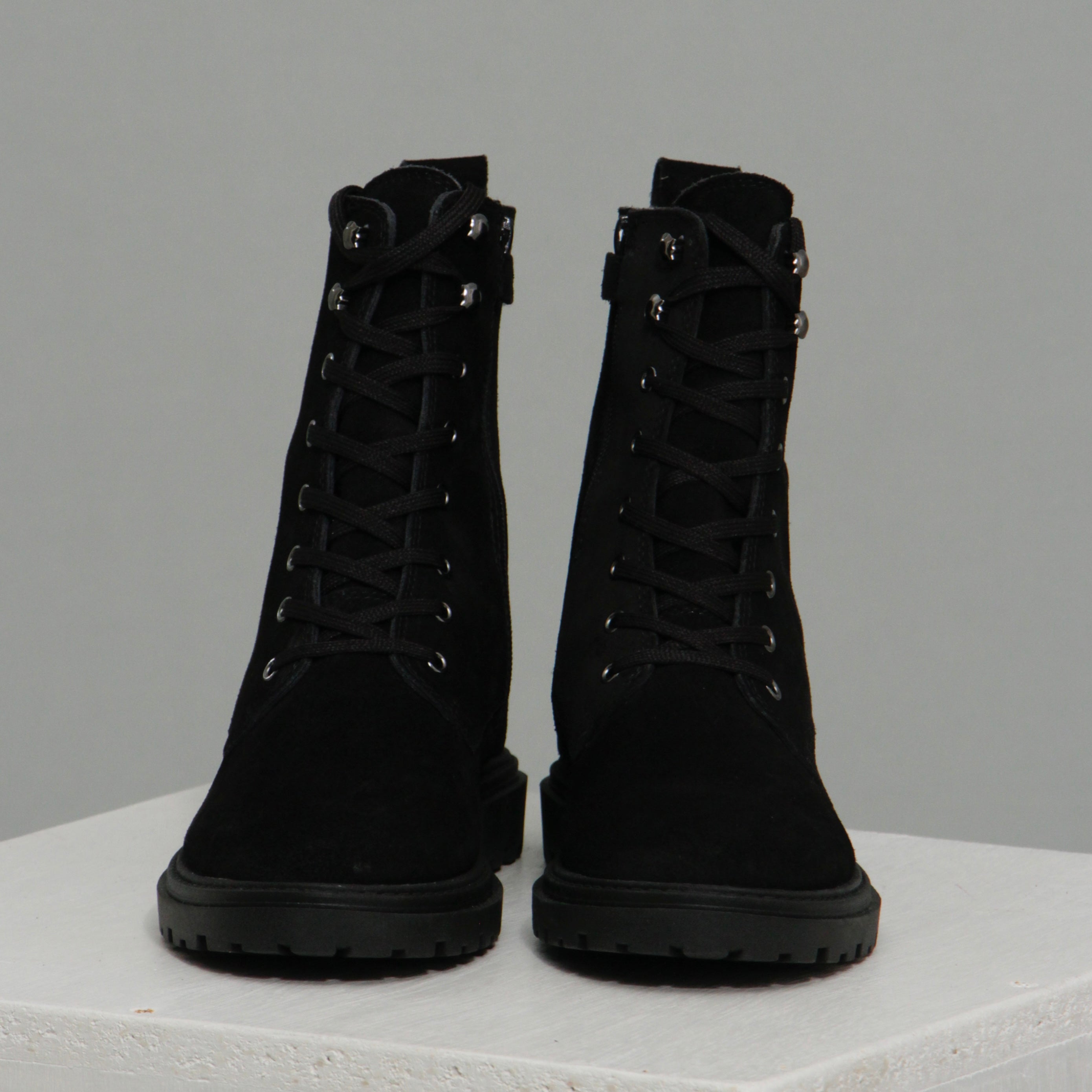 Ink black suede lace ups