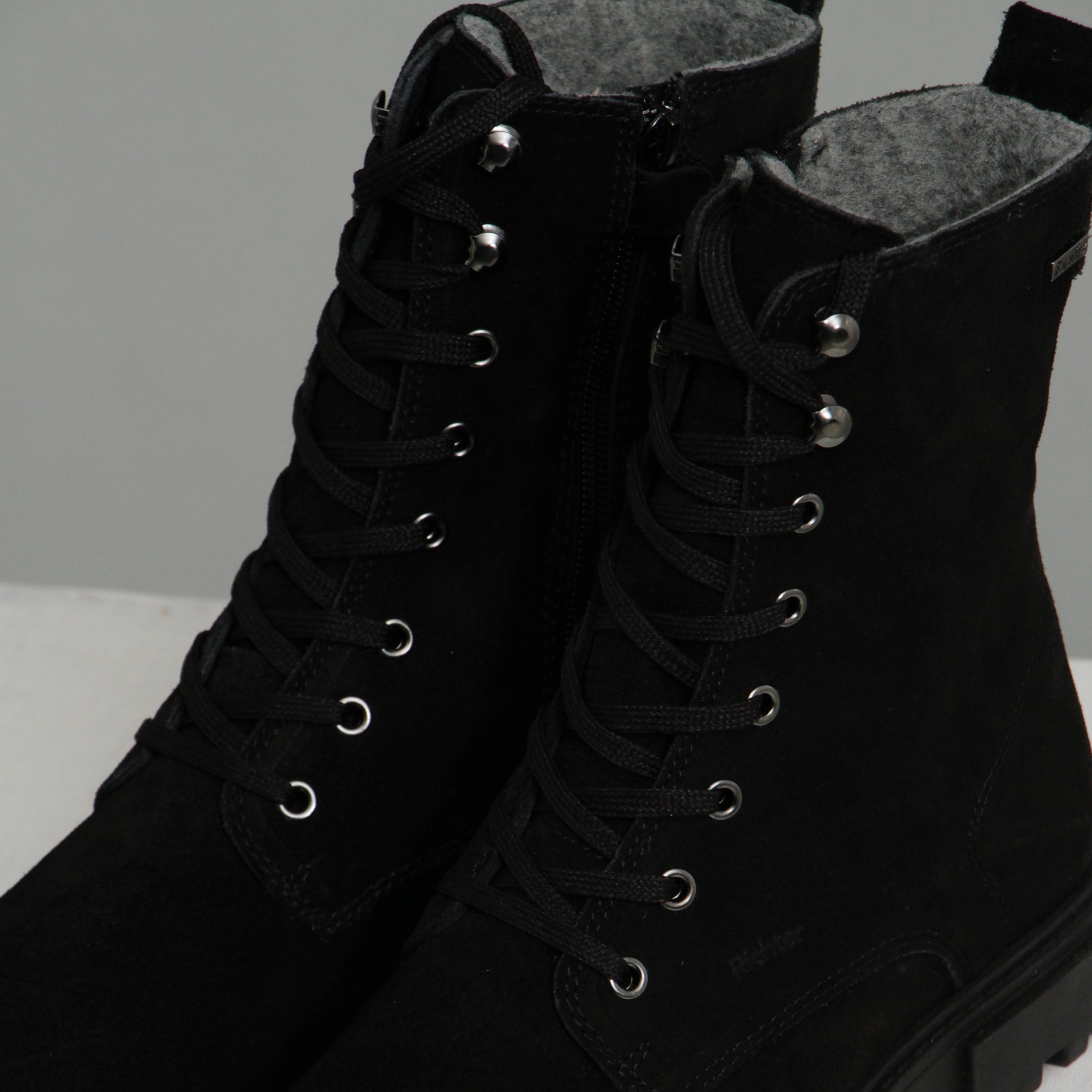 Ink black suede lace ups