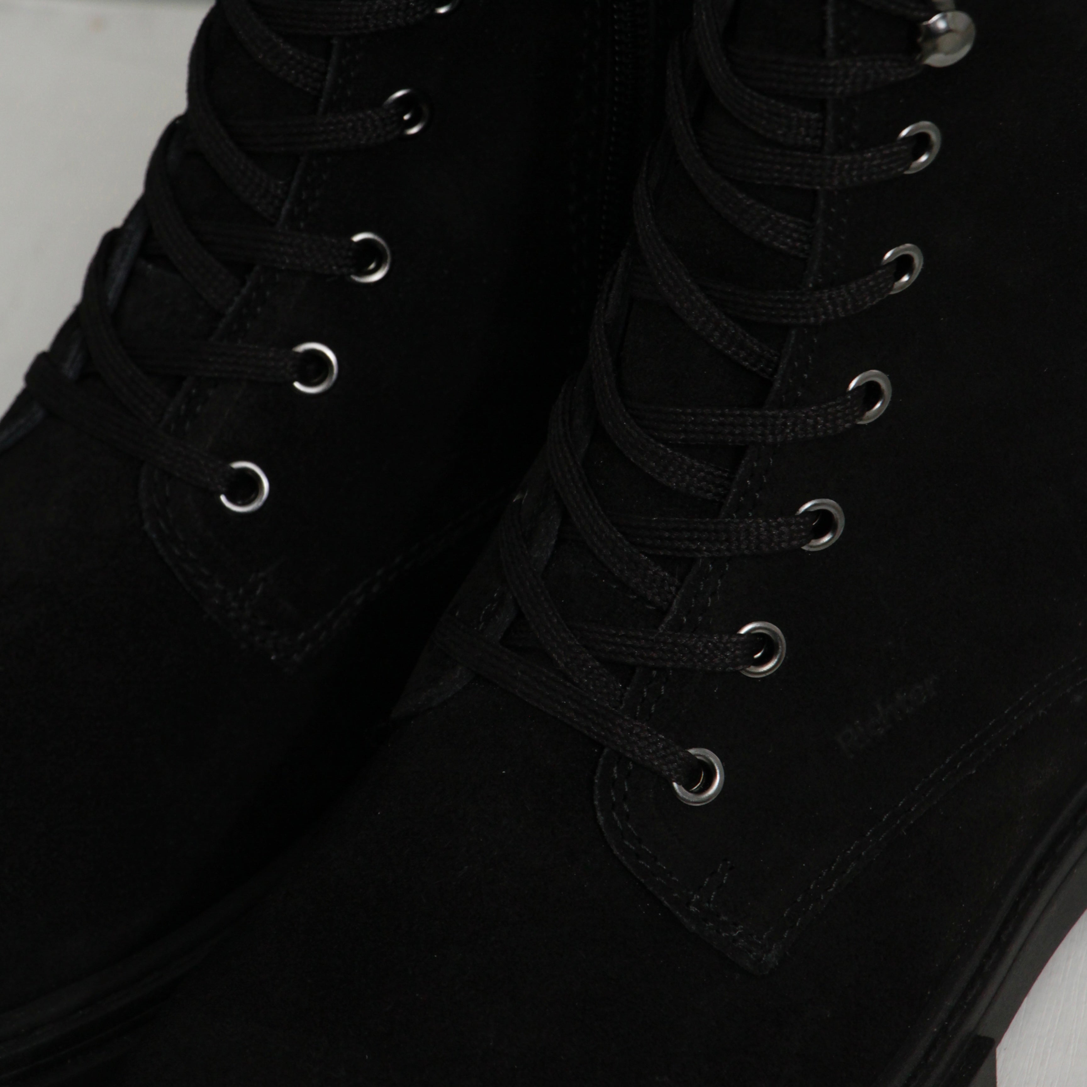 Ink black suede lace ups