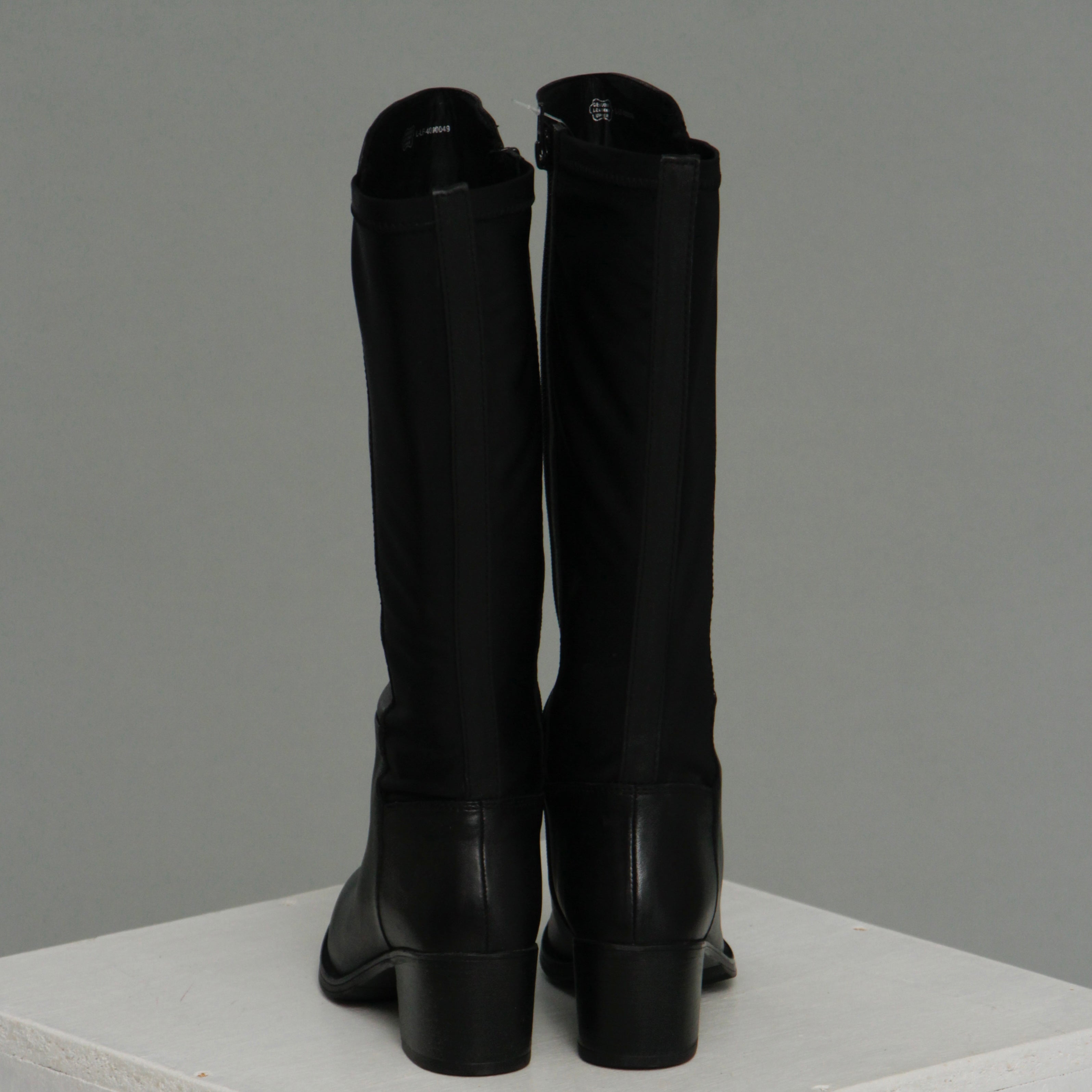 Jet black tall boots