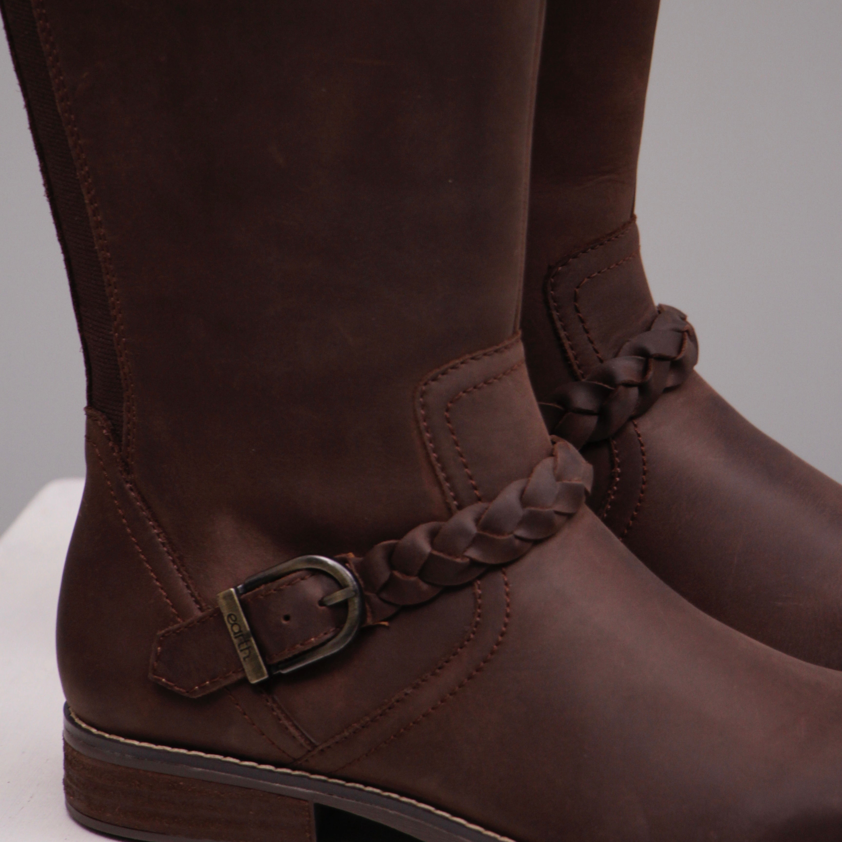 Long brown horse riding boots