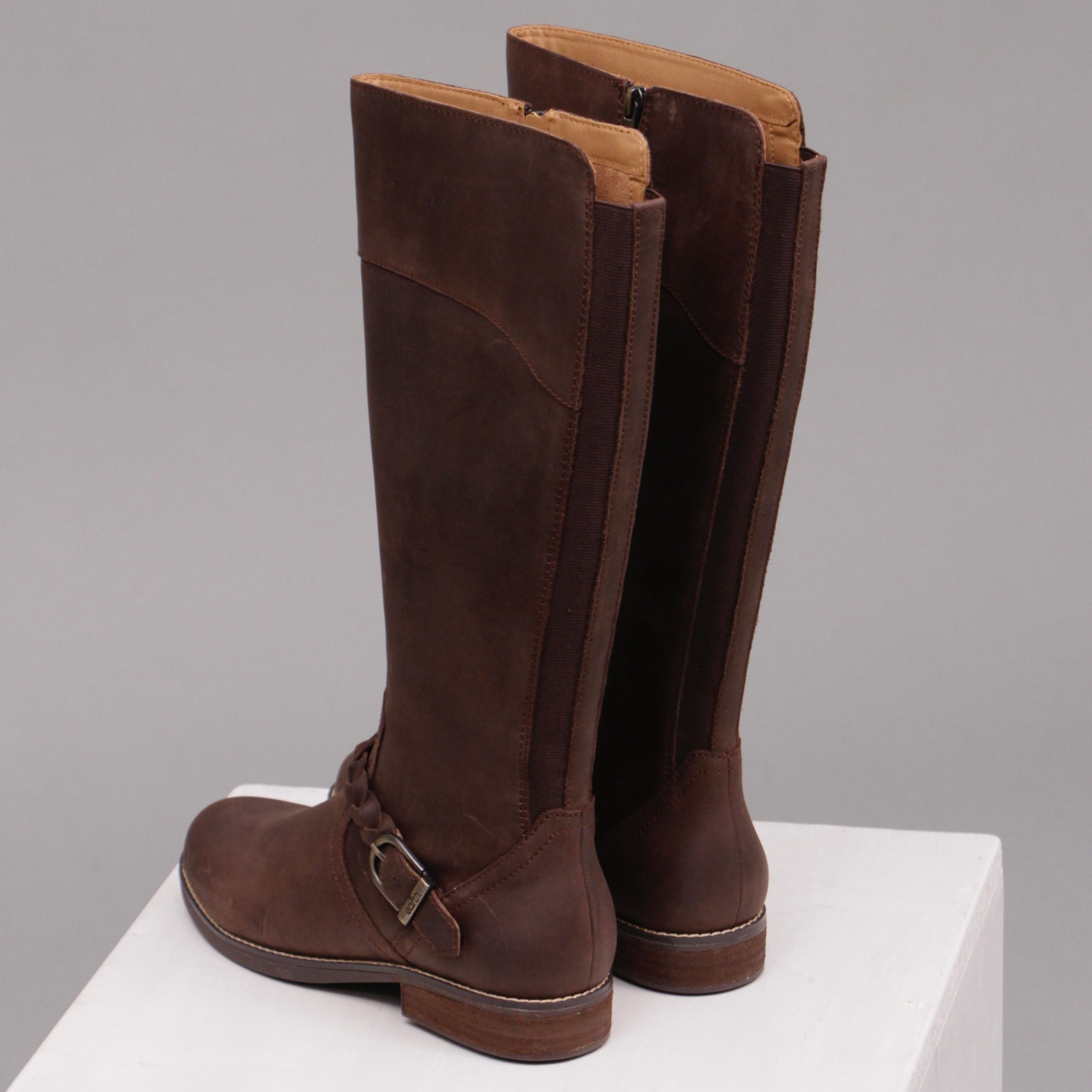 Long brown horse riding boots