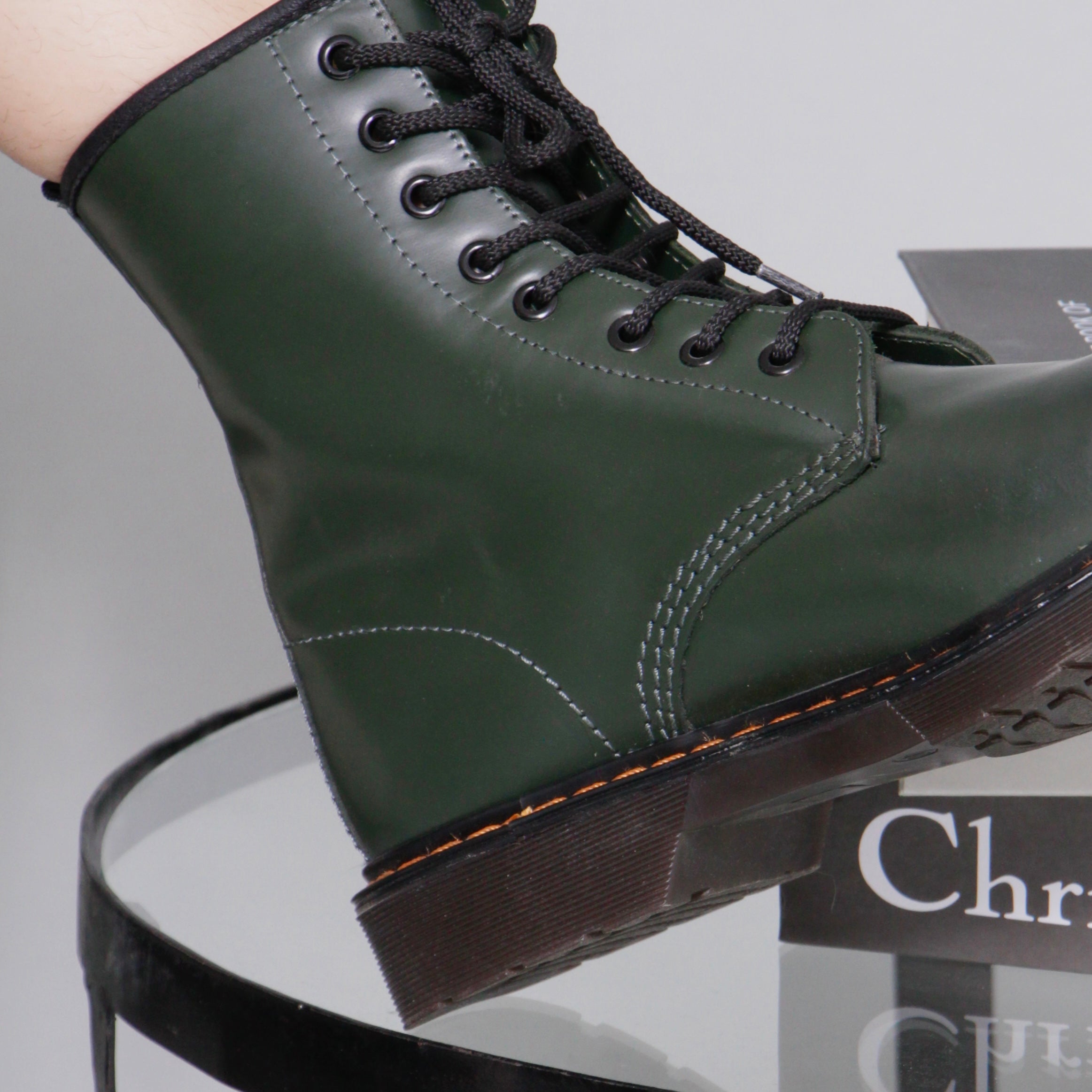 Bottle green trendy dr marten lace ups