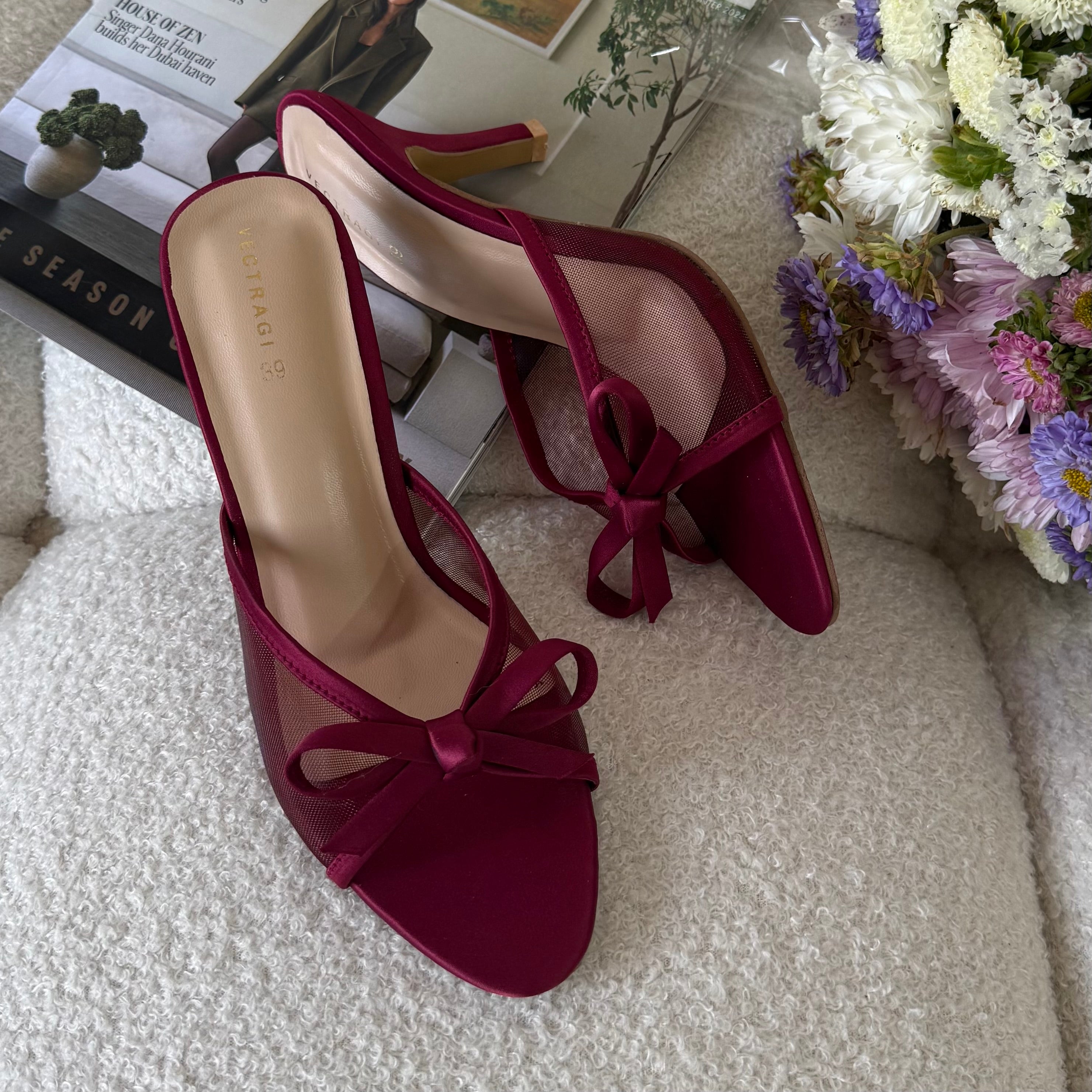 Maroon kitten heels