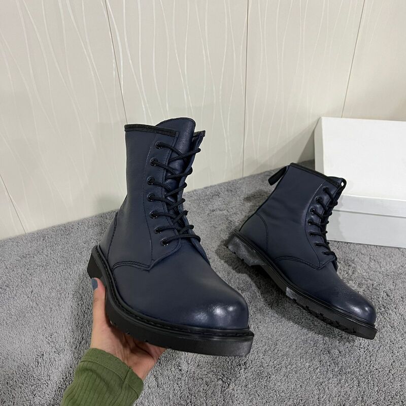 Dark ocean blue lace up boots