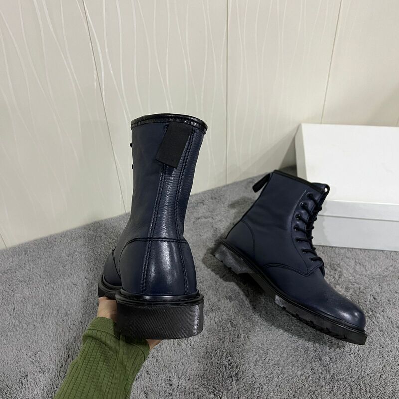 Dark ocean blue lace up boots