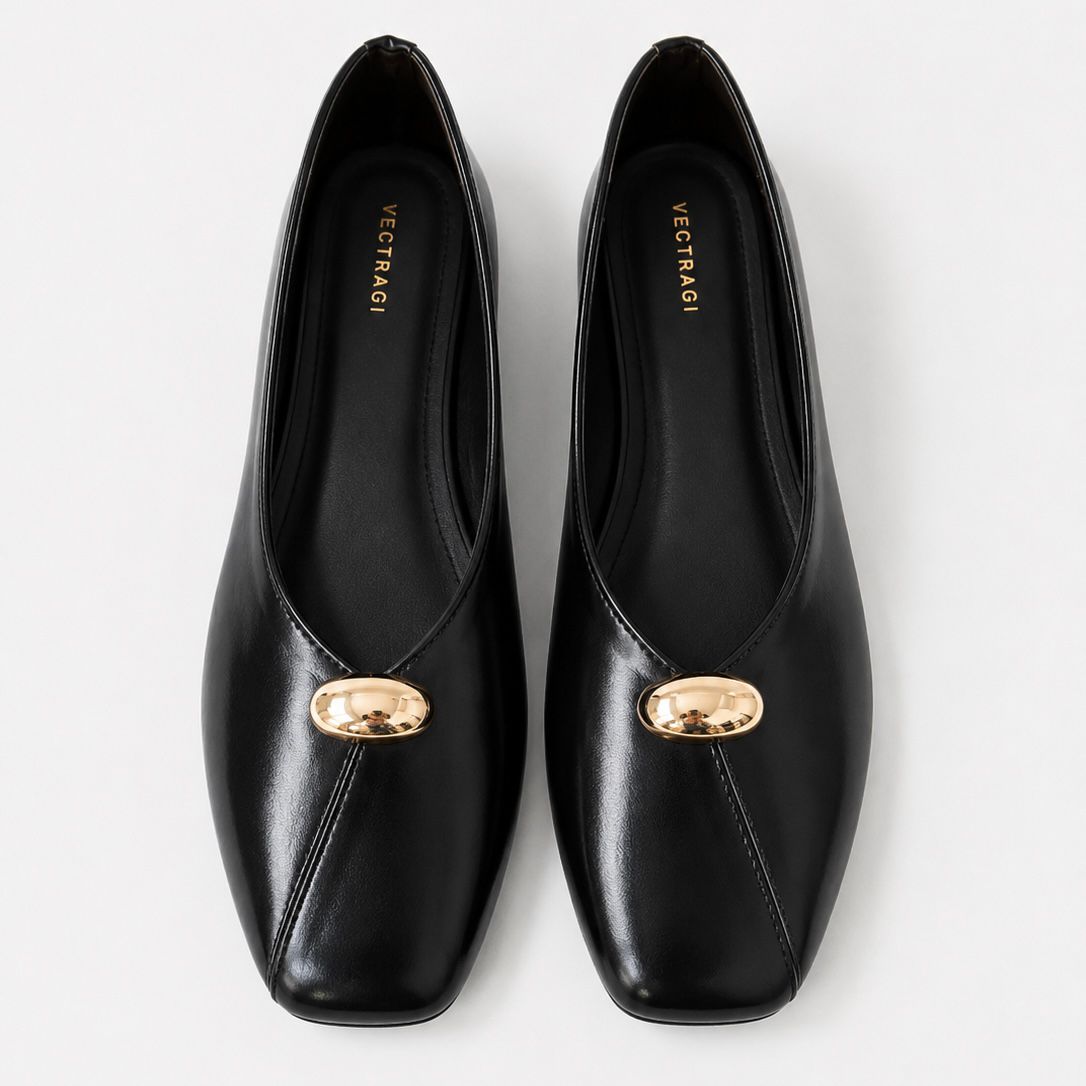 black square toe flats