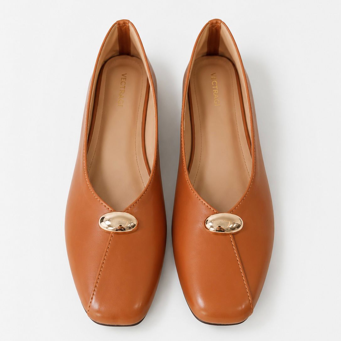 brown square toe flats